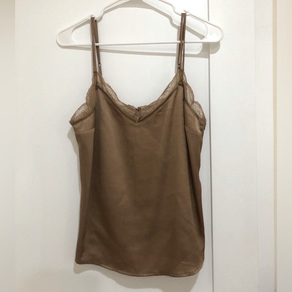Abercrombie & Fitch Brown Satin Lace Tank Top